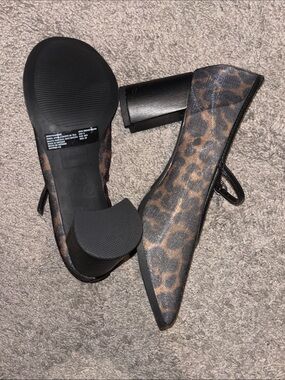 Women's Leopard Print Mary Jane Flats - Brown/Black